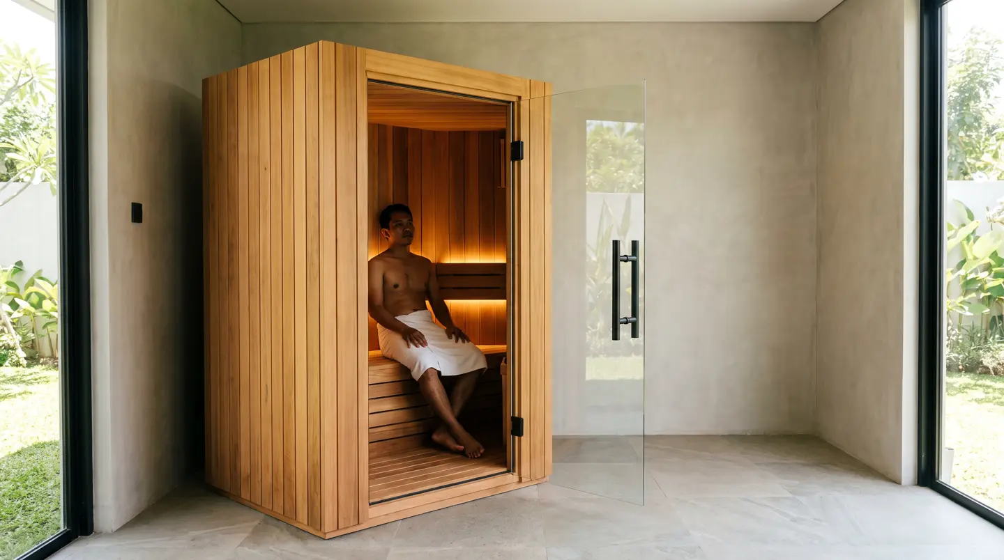Sauna prefab siap pasang 2 orang di kamar rumah Dau, Malang